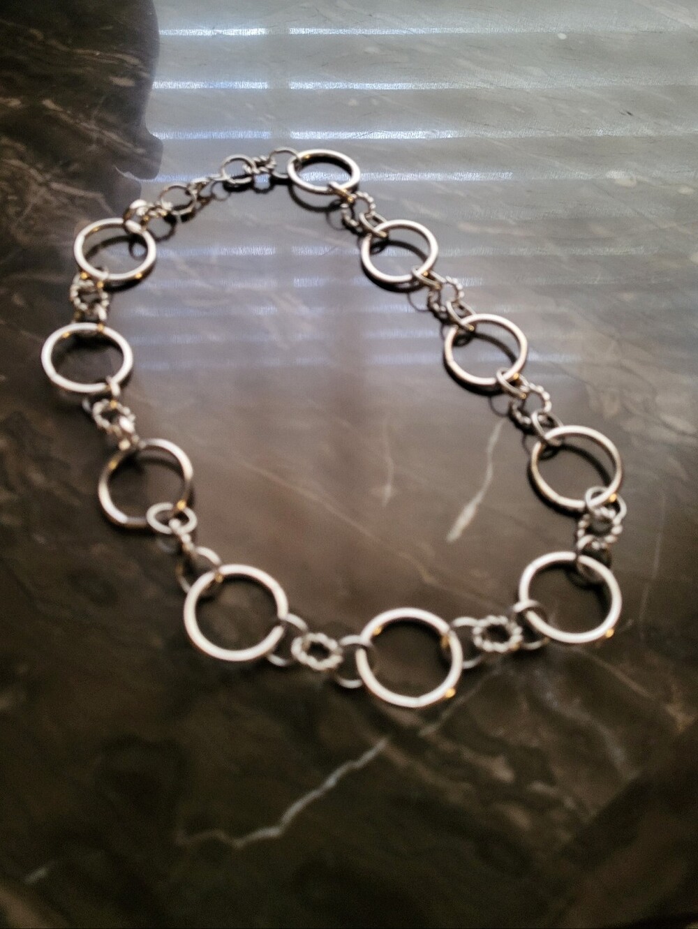 Silver Open Circle Link Necklace - Silver